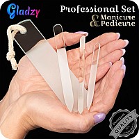 Genuine Czech Glass Nail File Set By Gladzy Callus Remover Foot Rasp Cuticle Pusher Manicure Stick Double Sided Etched Diffe