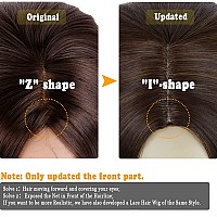 Queentas Short Brown Bob Wig Shoulder Length Straight Bob Synthetic Hair Wigs For White Women With Middle Part Bangs Daily Use (14Inch Dark Brown)