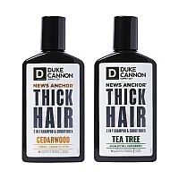 Duke Cannon Supply Co. News Anchor 2-In-1 Hair Wash Cedarwood, Tea Tree Formula Variety-Pack - Paraben Free, Protein For Strength, Superior Hydration, No Harsh Sulfates, 10 Oz (Variety 2 Pack)