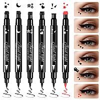 Pinkiou Eyeliner Pen With Eye Makeup Stamp Waterproof Double Sided Long Lasting Seal Eyeliner 6 In 1