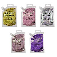 Cai Beauty Nyc Glitter Gel Color Burst 5 Pack For Body Face And Hair Easy To Apply Remove Holographic Chunky Cosmetic Gra