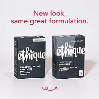 Ethique Unscented Charcoal, Kaolin, & Oatmeal Soap Bar - Body Wash for Sensitive Skin - Plastic-Free, Vegan, Cruelty-Free, Eco-Friendly, 4.23 oz (Pack of 1)