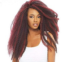 Afro Kinky Twist Crochet Hair Braids Marley Braid Hair 18Inch Senegalese Curly Crochet Synthetic Braiding Hair Red