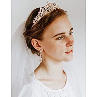 Sweetv Rose Gold Wedding Tiara For Women And Girls Pageant Tiara Headband Rhinestone Bridal Crown For Brides