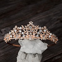 Sweetv Rose Gold Wedding Tiara For Women And Girls Pageant Tiara Headband Rhinestone Bridal Crown For Brides