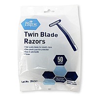 Medpride Disposable Razors | 50-Pack| Twin Blades & Easy Grip For Max Control & Smoothness| Unisex, Smooth & Comfortable Shaving Care for Men & Women