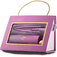 La-tweez Pro Illuminating Tweezers & Mirrored Carry Case with Diamond Dust Tips, Pink Ombre, 0.5 pound