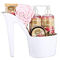 Gifts for Mom - Heel Shoe Spa Basket For Women 5 Pcs Rose Scented Home Relaxation Set w/ Body Lotion & Butter, Shower Gel, Bubble Bath - Anniversary Gift - Mother's Day Gifts Basket by Draizee