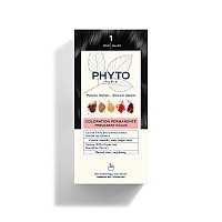 PHYTO Phytocolor Permanent Hair Color, 1 Black, with Botanical Pigments, 100% Grey Hair Coverage, Ammonia-free, PPD-free, Resorcin-free, 0.42 oz.