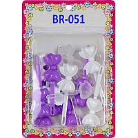 Tara Girls Super Cute Self Hinge Plastic Mulit Design Hair Barrettes Selection 20Pc White Clear Purple Mix Bow Shape