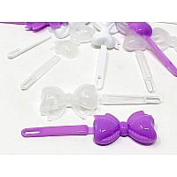 Tara Girls Super Cute Self Hinge Plastic Mulit Design Hair Barrettes Selection 20Pc White Clear Purple Mix Bow Shape