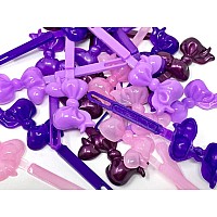 Tara Girls Super Cute Self Hinge Plastic Mulit Design Hair Barrettes Selection 20 Pc Purple Mix Color Bow Shape