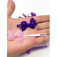 Tara Girls Super Cute Self Hinge Plastic Mulit Design Hair Barrettes Selection 20 Pc Purple Mix Color Bow Shape