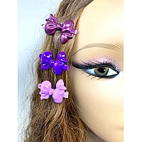 Tara Girls Super Cute Self Hinge Plastic Mulit Design Hair Barrettes Selection 20 Pc Purple Mix Color Bow Shape