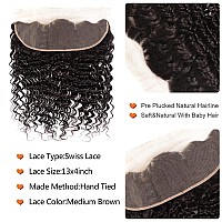 Brazilian Virgin Hair Deep Wave Bundles With Lace Frontal Unprocessed Virgin Human Hair Ear To Ear Lace Frontal With Bundles Cur