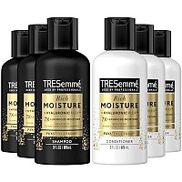 TRESemme Shampoo & Conditioner, Sulfate-Free, Travel Size - Moisture Rich Hair Treatment for Dry, Damaged Hair, Mini Shampoo & Conditioner Sets x 3 for Hair Repair, Scented, 3 Oz Ea (6 Piece Set)