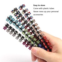 ANBALA Mini Claw Clips, 65pcs No-Slip Grip Jaw Clips Glitter Teeth Clips Rhinestone Metal Clamps Mix Colored Flower Hair Accessories for Women Girls