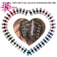 ANBALA Mini Claw Clips, 65pcs No-Slip Grip Jaw Clips Glitter Teeth Clips Rhinestone Metal Clamps Mix Colored Flower Hair Accessories for Women Girls