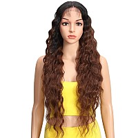 Joedir Lace Front Wigs 30 Long Wavy Synthetic Wigs Ombre Black To Brown For Women 130 Density Wigstt1B33