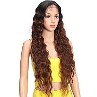 Joedir Lace Front Wigs 30 Long Wavy Synthetic Wigs Ombre Black To Brown For Women 130 Density Wigstt1B33