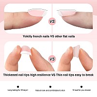 Yokilly Natural French Acrylic False Nails Kit Including 12 Different Size Short Press On False Nailspink White Nails Tips Sets