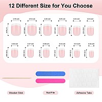 Yokilly Natural French Acrylic False Nails Kit Including 12 Different Size Short Press On False Nailspink White Nails Tips Sets