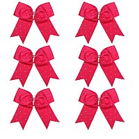 8 Inch Jumbo Cheerleader Bows With Bling Fling Rhinestones Ponytail Holder Cheerleading Bows Hair Tie 6 Pcs College Shocking Ho