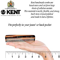 Kent Fot Handmade Fine Tooth Saw Cut Comb Pocket Travel Styling Comb For Thinning Hair And Beards