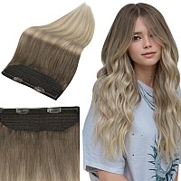 Full Shine Ombre Brown Wire Hair Extensions Real Human Hair Ash Brown To Blonde Highlight Blonde Fish Line Extensions For Women