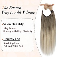 Full Shine Ombre Brown Wire Hair Extensions Real Human Hair Ash Brown To Blonde Highlight Blonde Fish Line Extensions For Women