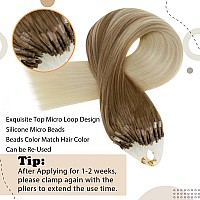 Easyouth Blonde Micro Beads Hair Extensions Micro Ring Hair Extensions Real Human Hair Ombre Ash Brown Fading To Platinum Blonde