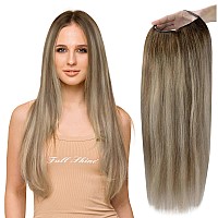 Full Shine Human Hair U Part Wig Brown To Blonde Half Wigs Balayage Ombre Dark Brown Fading To Blonde Highlighs Brown One Piece