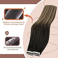 Sunny Hair Black Tape In Extensions Ombre Hair Extensions Tape In 14Inch For Short Hair Tape In Human Hair Extensions Natural Bl