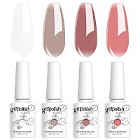 Vishine Gel Nail Polish Kit 4Pcs Soak Off Jelly Gel Transparent Milky White Nude Dust Rose Gel Polish Nail Art Manicure Starter