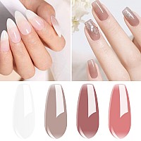 Vishine Gel Nail Polish Kit 4Pcs Soak Off Jelly Gel Transparent Milky White Nude Dust Rose Gel Polish Nail Art Manicure Starter