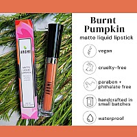 Aromi Matte Liquid Lipstick Longlasting Waterproof Smear Smudge Transfer Proof Nutmeg Orange Lip Color Paraben Phthal