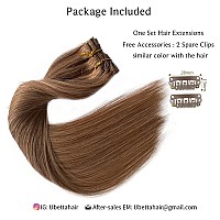 Human Hair Clip in Hair Extensions, Golden Brown 22 Inch 7pcs Double Weft Real Human Hair Extensions Clip ins 70G Hair Extensions for White Women,Silky Straight Remy Human Hair Extensions Full Head