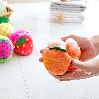 Rocutus 4Pcs Child Bath Shower Sponge Pouf Loofahs Mesh Brush Shower Ball Cute Bath Flower With Hooks For Travel Mixed 1