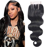 Misoun Brazilian Body Wave Lace Closure 130 Density 4X4 Human Hair Lace Closure Free Part 12Inch Brazilian Body Wave Virgin Hum