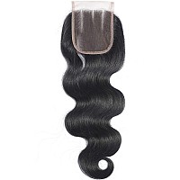 Misoun Brazilian Body Wave Lace Closure 130 Density 4X4 Human Hair Lace Closure Free Part 12Inch Brazilian Body Wave Virgin Hum