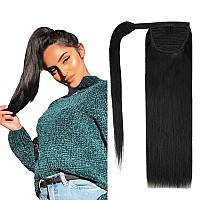 14 Inch Ponytail Extension Human Hair 70G 1B Natural Black 100 Remy Human Hair Ponytail Long Straight Wrap Around Ponytail Hum