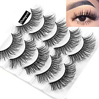 outopen 3D Mink Lashes Natural Wispy False Eyelashes 15mm Fluffy Long Eye Lashes Eye Makeup Tools 5 Pairs Pack(Q1 | 13-15MM)