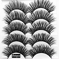 outopen 3D Mink Lashes Natural Wispy False Eyelashes 15mm Fluffy Long Eye Lashes Eye Makeup Tools 5 Pairs Pack(Q1 | 13-15MM)