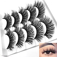 outopen 3D Mink Lashes Natural Wispy False Eyelashes 15mm Fluffy Long Eye Lashes Eye Makeup Tools 5 Pairs Pack(Q1 | 13-15MM)