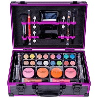 Shany Carry All Makeup Train Case With Pro Makeup Set Makeup Brushes Lipsticks Eye Shadows Blushes Powders And More Reus