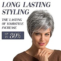 EMMOR Short Grey Human Hair Wigs for Women Natural Pixie Cut Wig, Daily Hair