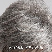 EMMOR Short Grey Human Hair Wigs for Women Natural Pixie Cut Wig, Daily Hair