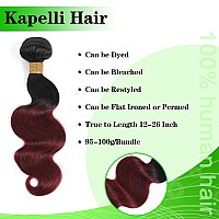 Kapelli Hair 10A Ombre Brazilian Human Hair With Closure 12 14 1612 Brazilian Human Hair 3 Bundles With Closure Brazilian Bod