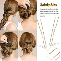 U Shaped Hair Pins,TsMADDTs 100 Pcs Blonde Bun Hair Pins for Women Girls with Box (Golden 2.4 inch)