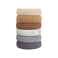 Gimme Beauty - Thick Fit Hair Bands - Choco - Damage Free Hair Ties - Made with Seamless Microfiber Elastics - Thick + Curly Hair Accessories - No Snagging, Dents, or Breakage (6 Count)